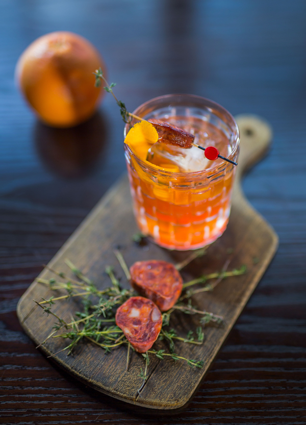An unusual take on a Negroni, served with chorizo 